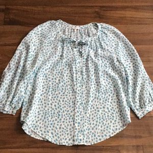 🛼🥁🧩 Joie blue silk tie neck blouse